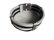 Bransolety męskie - SKÓRZANA CZARNO BIAŁA BRANSOLETKA MĘSKA STAL 20cm - miniaturka - grafika 1