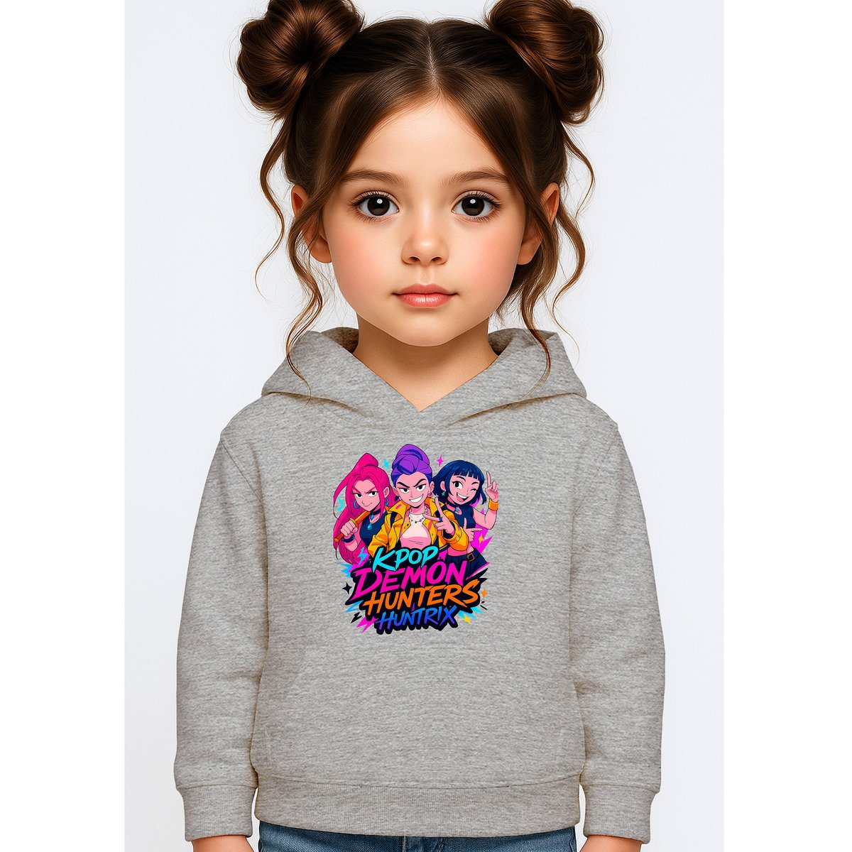 BLUZA DZIECIĘCA KPOP DEMON HUNTERS HUNTRIX 110-116 Z KAPTUREM BAWEŁNIANA