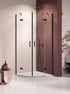 Kabina prysznicowa półokrągła 80x80 czarna K-3781 Nesta New Trendy Black - Kabiny prysznicowe - miniaturka - grafika 1