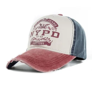Czapka z Daszkiem bejsbolówka NYPD bordo-granat - Czapki damskie - miniaturka - grafika 1