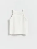 Koszulki dla dziewczynek - Reserved - Bawełniany top - złamana biel - miniaturka - grafika 1