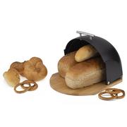 Chlebaki - Chlebak pojemnik na chleb pieczywo okrągły czarny bambus - miniaturka - grafika 1