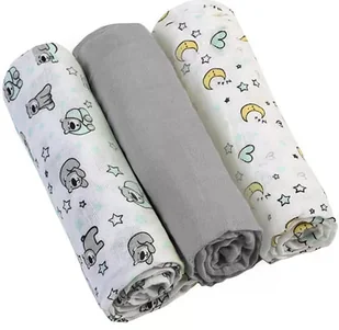 Babyono Pieluszki Muślinowe Super Miękkie Bawełniane Szare 3 szt. - Pieluchy - miniaturka - grafika 1