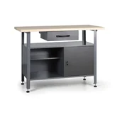 Pozostałe wyposażenie warsztatu - Stół warsztatowy HOBBY III, 840 x 1200 x 600 mm, 1 szafka, 2 półki - miniaturka - grafika 1