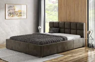 Łóżka - Łóżko tapicerowane AGMAT MALTA z wezgłowiem, 180 x 200 cm, łóżko podwójne z podstawą łóżka i metalową ramą z listew, tkanina welurowa: brązowy - miniaturka - grafika 1