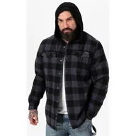 Kurtki i kamizelki sportowe męskie - Pit Bull Kurtka Flanelowa Z Kapturem Pioneer Black/Grey - miniaturka - grafika 1
