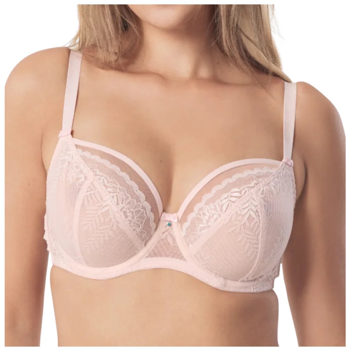 Biustonosz miękki stanik soft koronkowy wygodny Mefemi Noemi różowy 80D