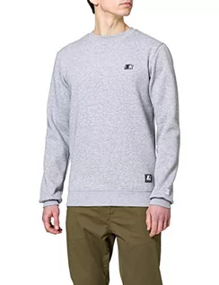 Swetry męskie - STARTER BLACK LABEL Bluza męska Essential Crewneck sweter z wyszywanym logo, okrągły dekolt, z wysokiej jakości logo, rozmiar S do XXL, szary (Heather Grey), XXL - grafika 1