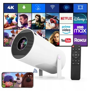 Projektor HY300 2025 PROJEKTOR RZUTNIK ORYGINALNY ANDROID SMART TV WIFI FULL HD BIAŁY - Projektory - miniaturka - grafika 1