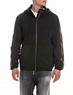 Replay Męska bluza z kapturem, M6459, czarna, XXL, 098 BLACK, XXL - Bluzy męskie - miniaturka - grafika 1