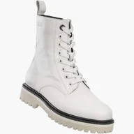 Botki damskie - Trapery Damskie Skórzane BIG STAR Ocieplane Zimowe Botki Trzewiki Białe Biały 38 - miniaturka - grafika 1