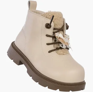 Trzewiki Dziecięce Botki Ekoskóra Eleganckie Zimowe Ocieplane Beżowe Apawwa N5003P Beżowy 22 - Botki damskie - miniaturka - grafika 1