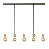 Lampy sufitowe - Spinny lampa wisząca 5xE27 czarna/drewno 50212-5NA - miniaturka - grafika 1
