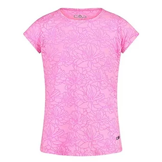 Koszulki dla dziewczynek - CMP Koszulka dziewczęca Cottton Burn Out, fioletowa fluo, 116 cm - grafika 1