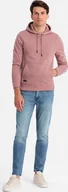 Bluzy męskie - Ombre Męska dresowa bawełniana bluza kangurka z kapturem BASIC ciemnoróżowa V4 OM-SSBN-0161 M - miniaturka - grafika 1
