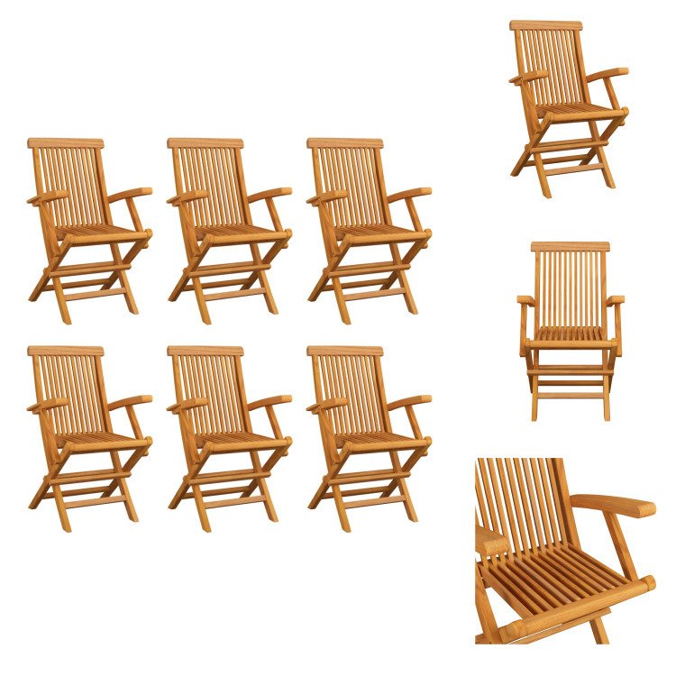vidaXL Składane krzesła ogrodowe 6 szt. Lite drewno tekowe - Krzesła ogrodowe