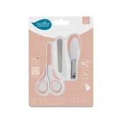 Inne akcesoria do pielęgnacji dzieci - Nuvita Zestaw kosmetyczny do paznokci: nożyczki, cążki i 5 pilniczków, English Rose - miniaturka - grafika 1