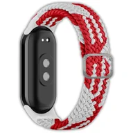 Akcesoria do smartwatchy - Opaska pasek elastyczny z klamrą Vanfone do Xiaomi Mi Smart Band 8/9, biało-czerwony - miniaturka - grafika 1