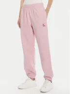 Spodnie sportowe damskie - Calvin Klein Jeans Spodnie dresowe Moologo LV047B235G Różowy Regular Fit - miniaturka - grafika 1