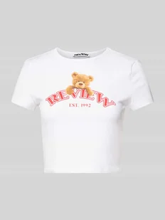 T-shirt krótki z nadrukiem z motywem i logo - Koszulki i topy damskie - miniaturka - grafika 1