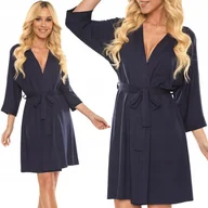 Szlafroki damskie - Szlafrok De Lafense VISA 871 wiskoza granat S - miniaturka - grafika 1