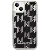Etui i futerały do telefonów - Obudowa dla telefonów komórkowych Karl Lagerfeld Monogram Liquid Glitter na Apple iPhone 14 (KLHCP14SLMNMK) Czarny - miniaturka - grafika 1