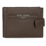 Portfele - Pepe Jeans Checkbox Poziomy portfel z zatrzaskiem Brązowy 11x8,5x1 cms Skóra, Brązowy, Talla única, Portfolio poziome z zamknięciem kliknięcia - miniaturka - grafika 1