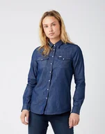 Koszule damskie - Wrangler Ls Denim Shirt Damska Koszula Jeansowa Dark Indigo W5Z0C3X1E-Xs - miniaturka - grafika 1