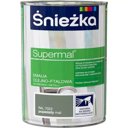 ŚNIEŻKA ŚNIEŻKA SUPERMAL EMALIA OLEJNO-FTALOWA POPIELATY MAT R7023 0,8L