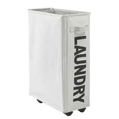 Kosze na bieliznę - Wąski kosz na pranie z uniwersalnymi kółkami Narożny składany kosz na pranie z tkaniny Oxford Siatkowy organizer na brudne ubrania z 4 prętami podtrzymującymi - miniaturka - grafika 1