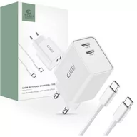 Ładowarki do telefonów - Ładowarka Sieciowa 2x USB-C PD 35W + Kabel USB-C - USB-C biała - miniaturka - grafika 1