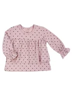 Bluzki damskie - Dziewczęca bluzka bawełniana z długim rękawem w kropeczki pudrowe Nicol,r.92 - miniaturka - grafika 1