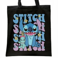 Torby i wózki na zakupy - Torba bawełniana czarna na zakupy Stitch Lilo i Stich Dla Fanów - miniaturka - grafika 1