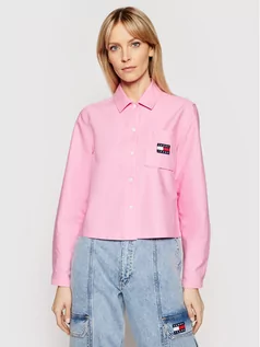 Koszule damskie - Tommy Hilfiger Koszula Badge Pocket DW0DW08918 Różowy Regular Fit - grafika 1
