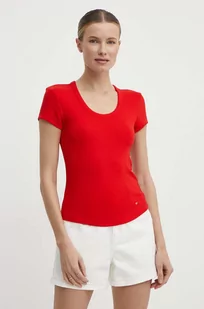 Tommy Hilfiger t-shirt damski kolor czerwony WW0WW41776 - Koszulki sportowe damskie - miniaturka - grafika 1