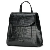 Plecaki - Plecak Miejski Damski Skóra Ekologiczna Czarny Z Klapką BML062P-1 - miniaturka - grafika 1