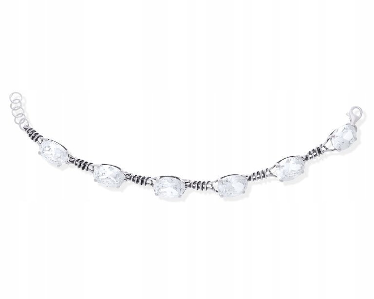 Bransoletka srebrna damska z dużymi kamieniami 925 oryginalna