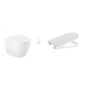 ROCA A346688000 + A801E20002 ONA Miska WC podwieszana 48cm Compacto Rimless + Deska WC Compacto Duroplast - Miski WC - miniaturka - grafika 1
