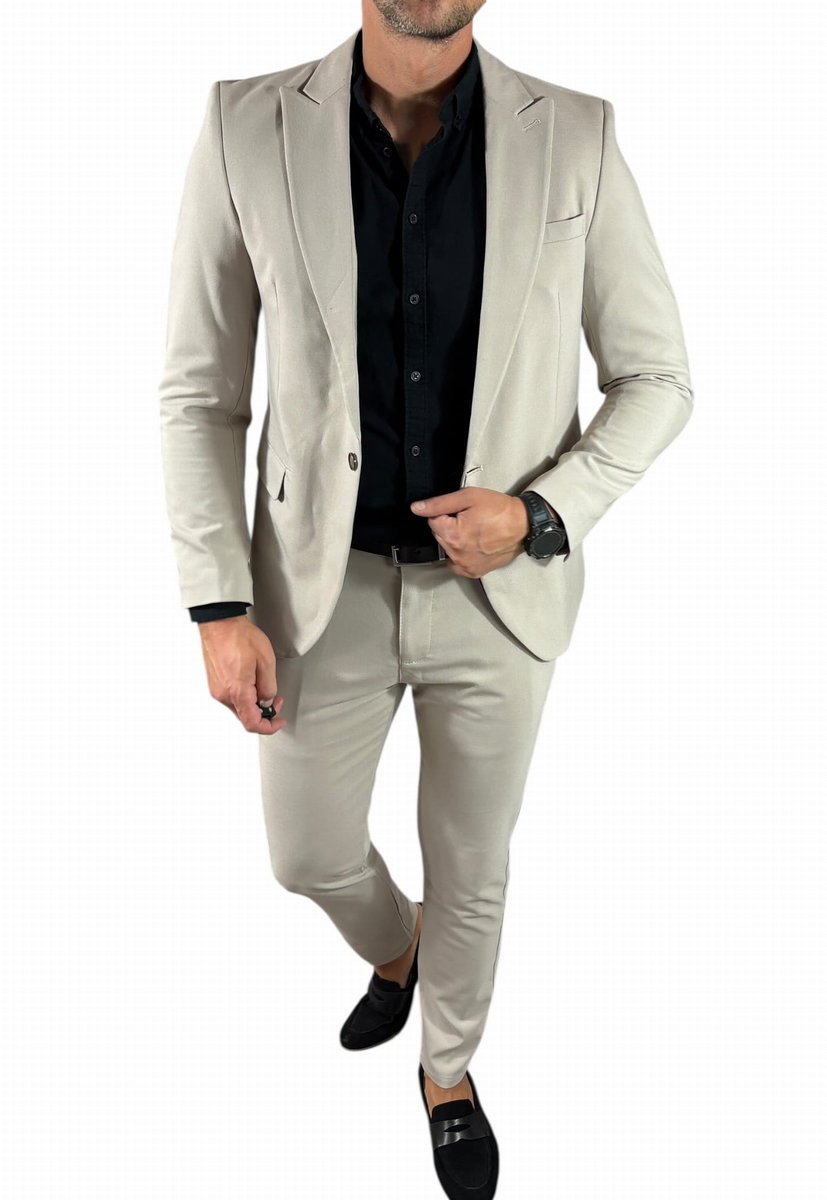 Garnitur męski dwuczęściowy komplet kolor beżowy DJG013 58