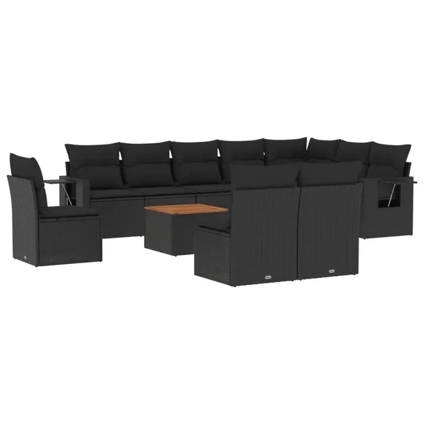 Zestaw mebli ogrodowych z rattanem PE, czarny, wymiary: 62x62x69 cm, 55x62x