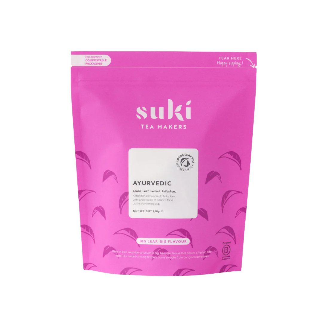 Herbata ziołowa Ayurvedic Suki Tea 250 g bez kofeiny cynamon imbir kardamon