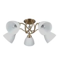 Lampy sufitowe - Klasyczna sufitowa lampa Lugano PND-5643-5-HBR do jadalni biała chrom - miniaturka - grafika 1