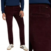 Spodnie męskie - Lee SLIM CHINO Dark Red BORDOWE SZTRUKSOWE ZWĘŻANE CHINOSY W32 L32 - miniaturka - grafika 1