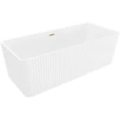 Wanny - Mexen Nila wanna wolnostojąca ryflowana 170 x 75 cm, biała, przelew złoty szczotkowany - 52841708000-55 - miniaturka - grafika 1