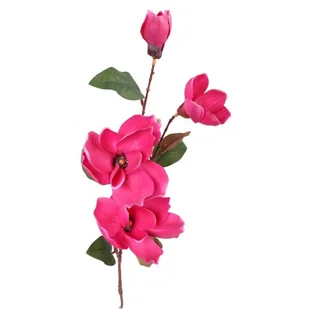Sztuczna gałązka Magnolii - 4 sztuki w kolorze cie - Sztuczne kwiaty - miniaturka - grafika 1