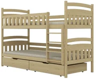 Łóżka dla dzieci i młodzieży - Łóżko piętrowe JULITA 180x90 sosna lakierowana drewniane z szufladami KOCOT KIDS - miniaturka - grafika 1