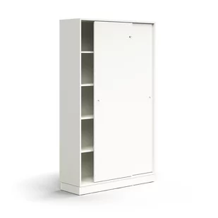 Zamykana szafa przesuwna QBUS, 4 półki, cokół, uchwyty, 2020x1200x400 mm, biały - Szafy biurowe Zamykana szafa przesuwna QBUS, 4 półki, cokół, uchwyty, 2020x1200x400 mm, biały - Szafy biurowe - miniaturka - grafika 1