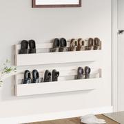 Szafki na buty - Ścienne półki na buty, 2 szt., biały, 110x9x23 cm, sosna Lumarko! - miniaturka - grafika 1