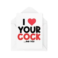 Kartki okolicznościowe i zaproszenia - Śmieszne karty | 'I Love Your C*ck And You' kartka | dla niego chłopaka męża walentynki rocznica urodziny miłość bezczelny niegrzeczny | CBH952 - miniaturka - grafika 1