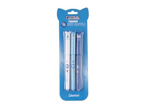 Colourbook Napoli zestaw 3 zmywalnych długopisów żelowych, półkulowa gumka, średnica końcówki 0,7 mm